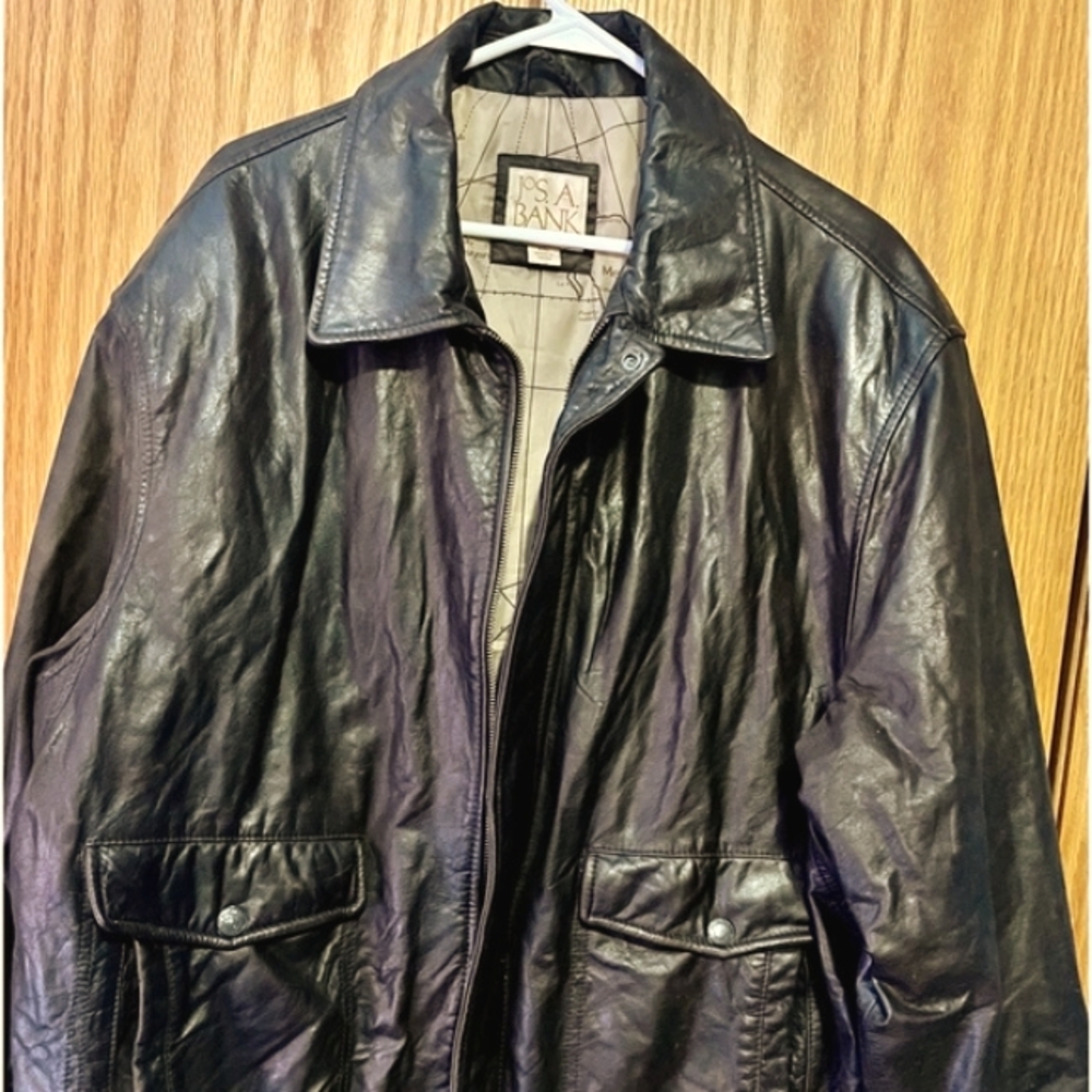 Jos. A. Bank XXL Soft Brown Leather Jacket with Map Lining - Vintage